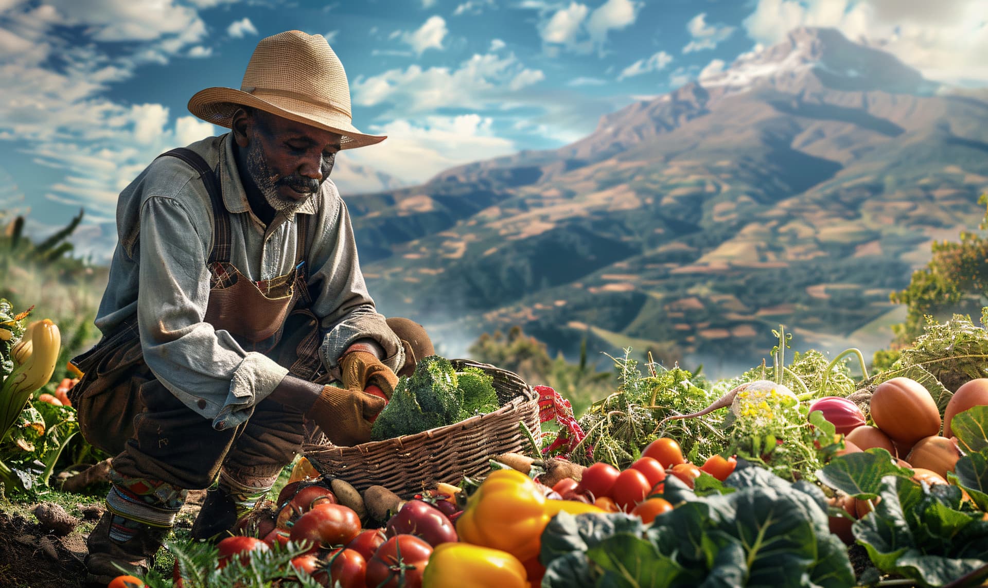 Farmer harvesting vegetables